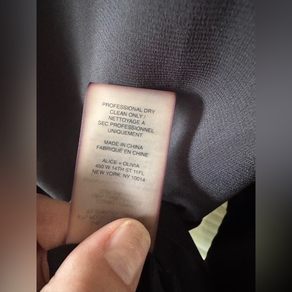 Alice + Olivia Black Long Sleeve Button Down Blouse Leather Collar sz M - Picture 12 of 13